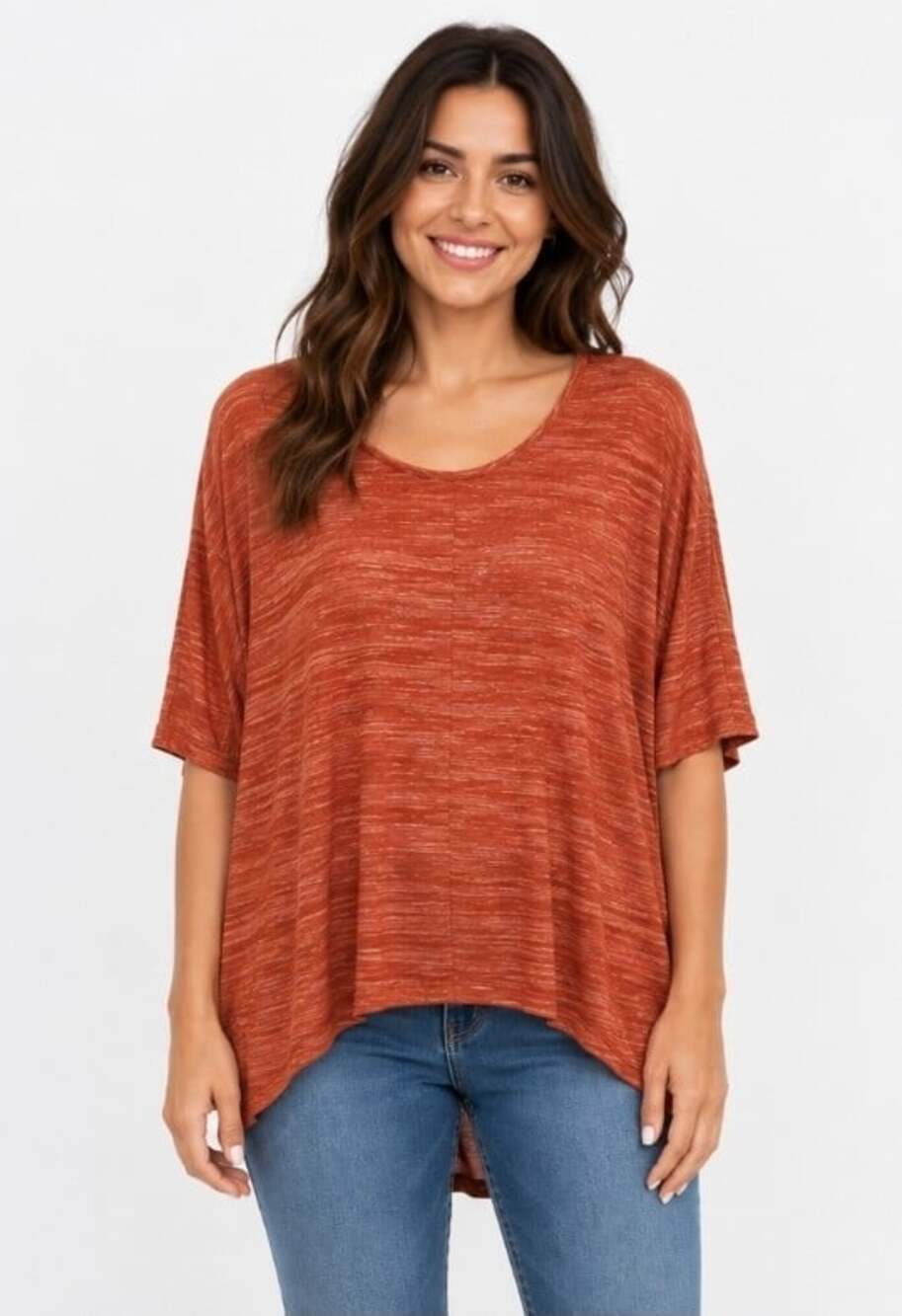 Hayden Los Angeles heather orange short-sleeve tunic NWT Large Excellent CR60
